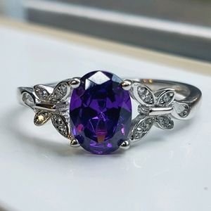 🆕️ Purple Butterfly CZ Sterling Silver Ring